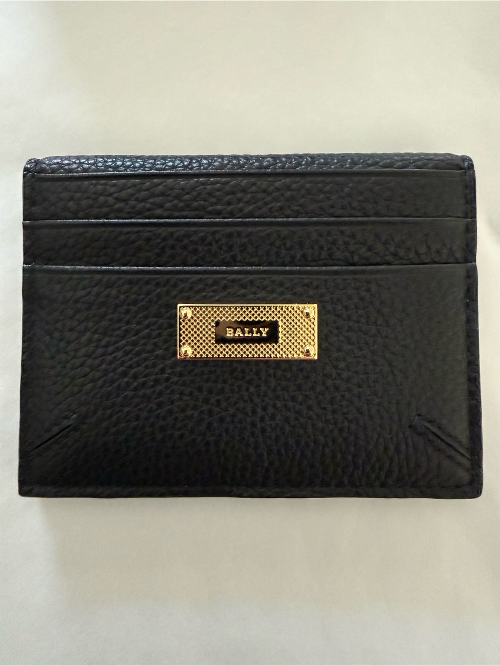 Bally Black/Tan Leather Card Holder with Logo Window